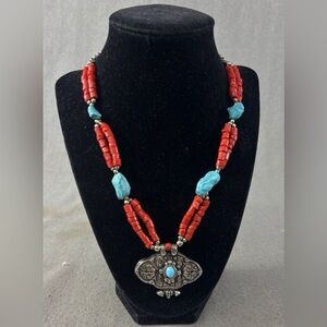 Turquoise and Coral Necklace